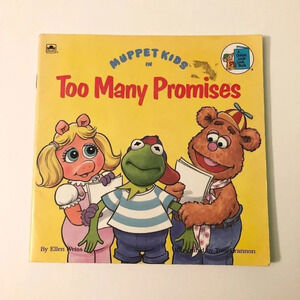 Vintage 1991 Too Many Promises Muppet  Kids Childrens Golden Look Look Book